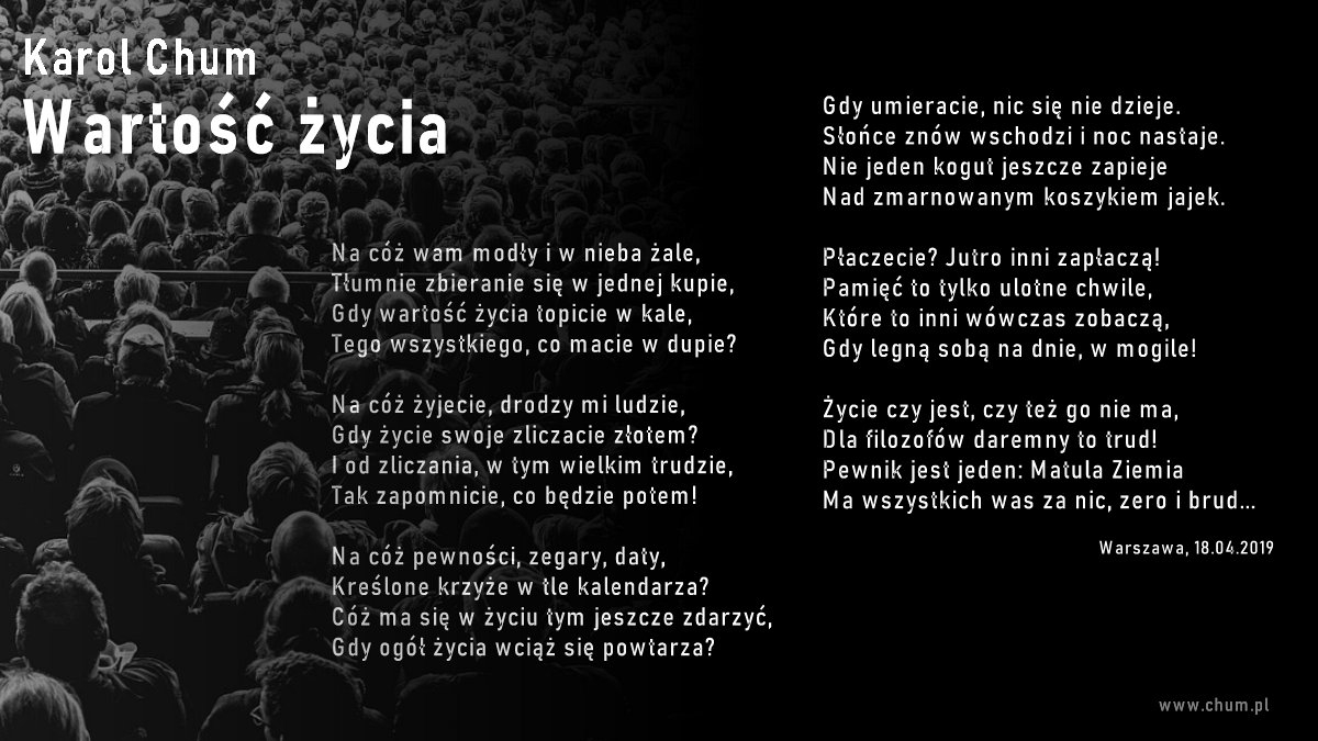 🔖Karol Chum: Wartość życia /399/