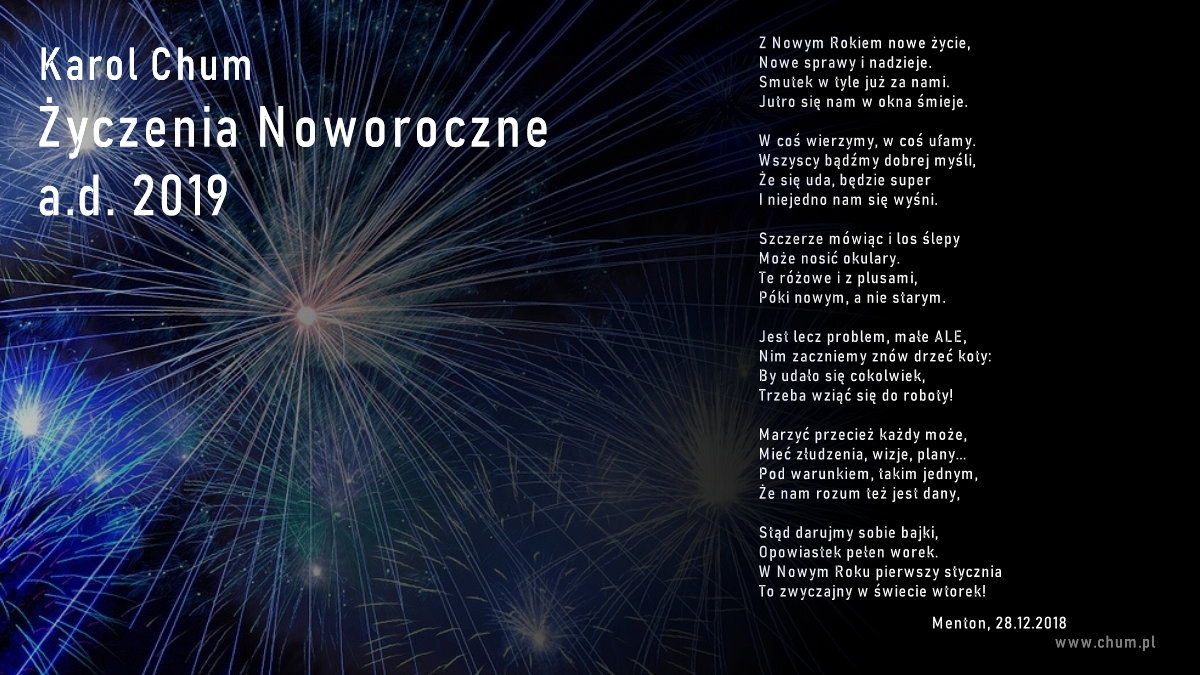 🔖Karol Chum: Życzenia Noworoczne a.d. 2019 /387/