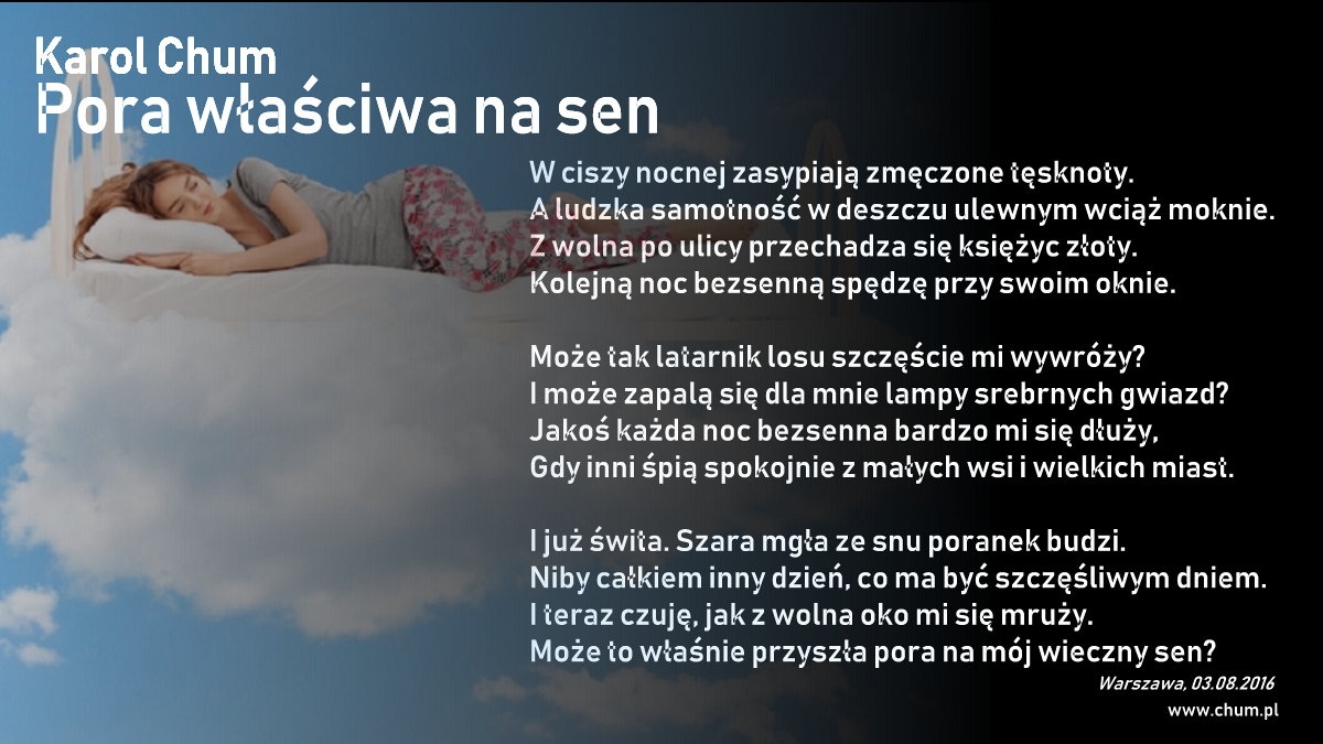 🔖Karol Chum: Pora właściwa na sen /143/